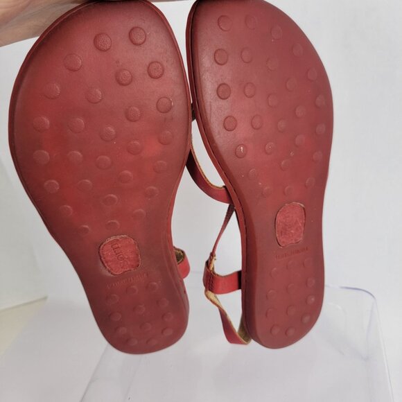BORN Women's 8 Red Strappy Summer Sandals Flats‎ Leather Boho Casual - Picture 11 of 12